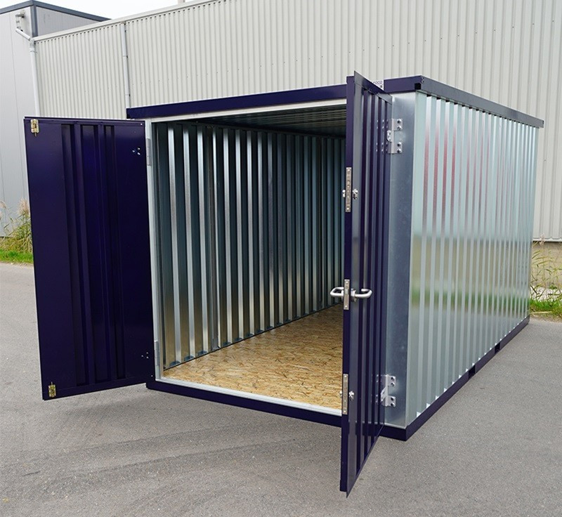 Conteneur Bleu Acier 6 X 2 À Double Porte Sur Le Grand Côté